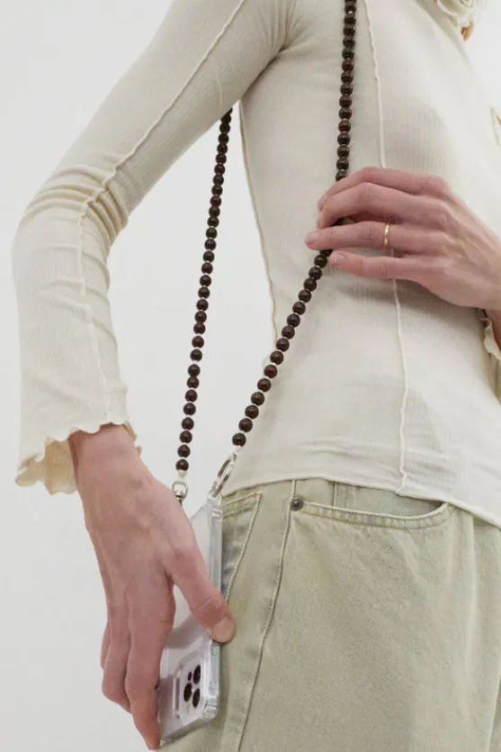 Handykette Iphone Necklace in Brown with White Thread^No.6 Store Online