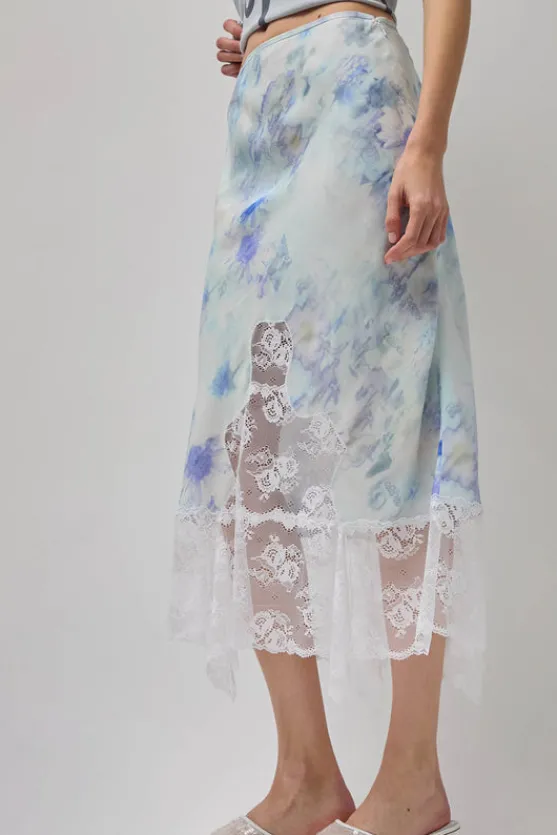 Hiss Skirt in Sky Shadow Floral^No.6 Store Discount