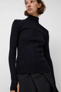 Inner Pleats Pola Knit in Navy^No.6 Store Online