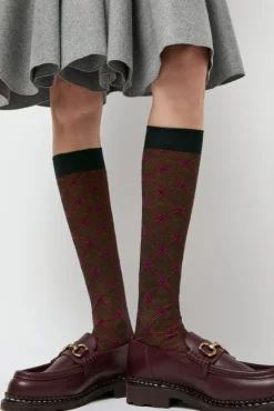 Knee High Clover Patterned Socks in Cipresso^No.6 Store Online