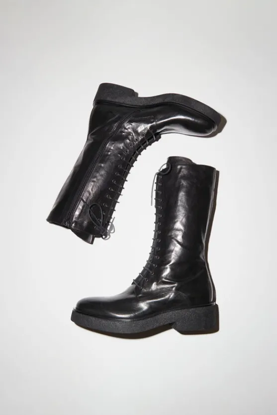 Lace Up Crepe Sole Boot in Nero^No.6 Store Sale