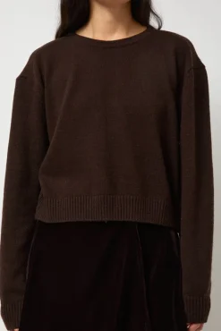 Lambswool Two Holes Solid Pullover in Brown^No.6 Store Outlet