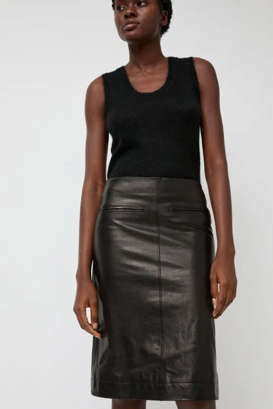 Leather Midi Skirt in Black^No.6 Store Hot