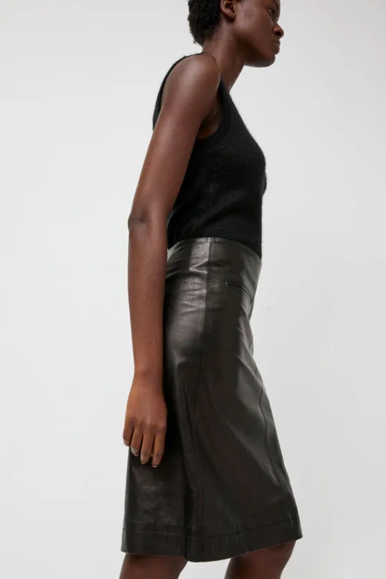 Leather Midi Skirt in Black^No.6 Store Hot
