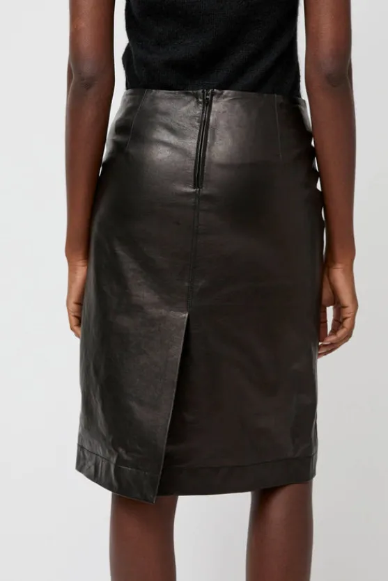 Leather Midi Skirt in Black^No.6 Store Hot