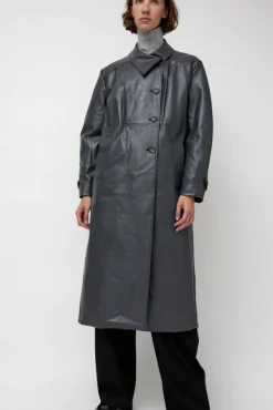 Leather Scarf Trench in Charcoal^No.6 Store Fashion