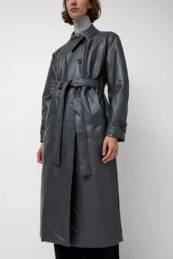 Leather Scarf Trench in Charcoal^No.6 Store Fashion