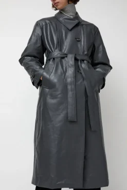 Leather Scarf Trench in Charcoal^No.6 Store Fashion