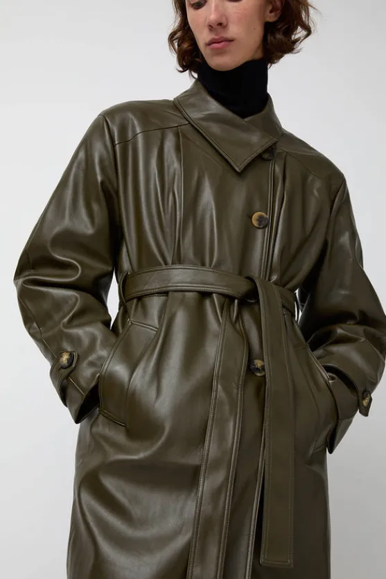 Leather Scarf Trench in Khaki^No.6 Store Online