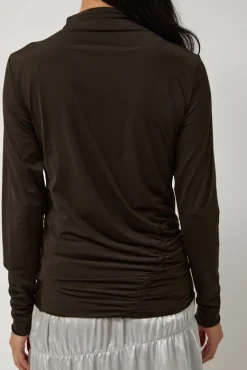 Light Jersey Slim Shirring Top in Brown^No.6 Store Discount