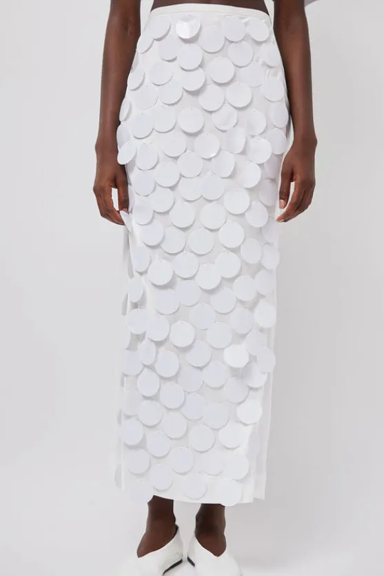 Long Sequin Skirt in White^No.6 Store Clearance