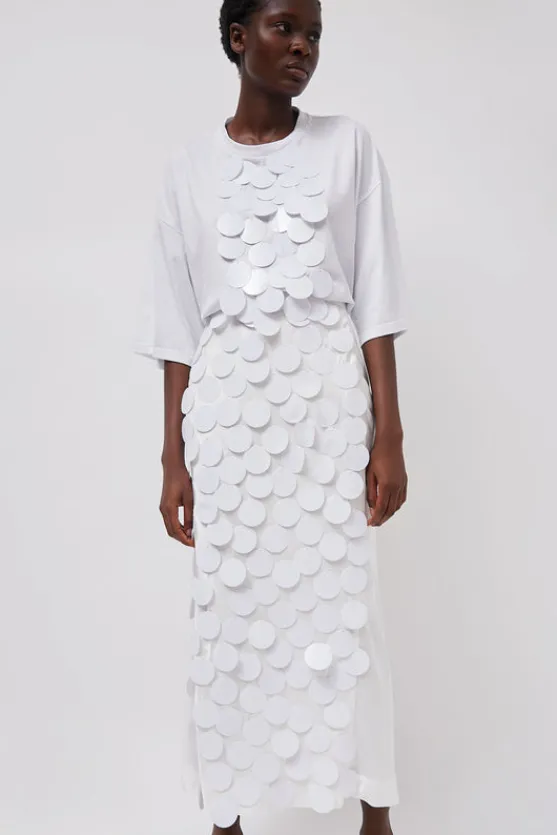 Long Sequin Skirt in White^No.6 Store Clearance