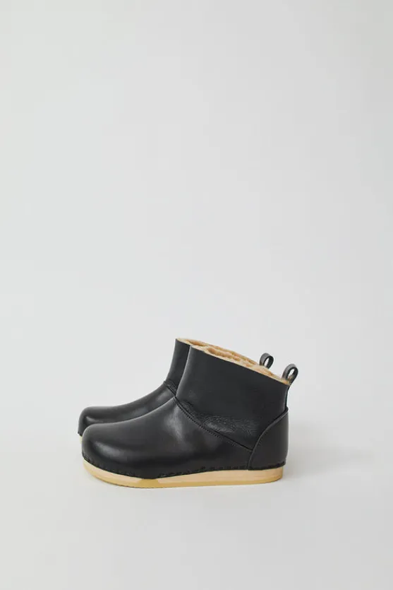 Low Shearling Clog Boot on Flat Bendable Base in Jet^No.6 Store Fashion