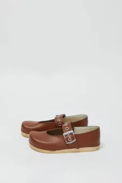 Maryjane Clog on Flat Bendable Base in British Tan^No.6 Store Sale