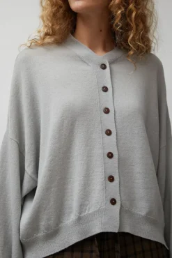 Merino Wool Cardigan in Pearl Grey^No.6 Store Outlet