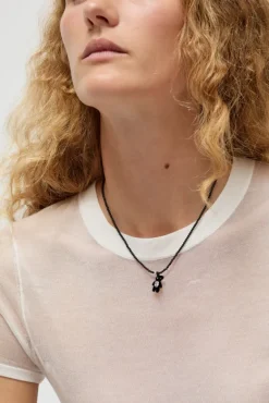 Mini Flocked Bear Necklace in Black^No.6 Store Fashion