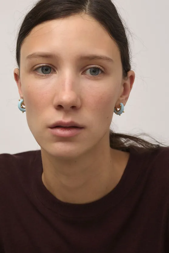 Mini Moon Earrings Set in Pale Blue^No.6 Store Online
