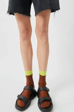 Neon Tipped Mid Calf Socks in Rust^No.6 Store Online