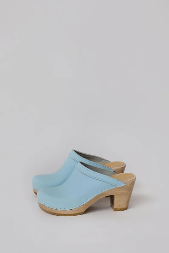 Old School Clog on High Heel in Light Blue^No.6 Store Fashion