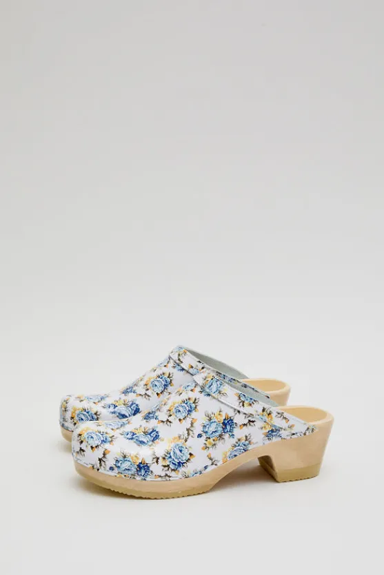 Old School Clog on Mid Heel in Blue Rose Patent^No.6 Store Discount