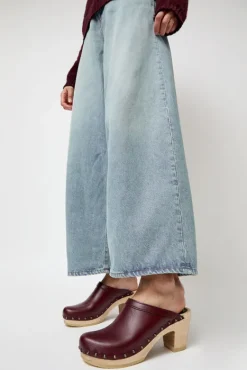 Old School Studded Clog on High Heel in Maroon^No.6 Store Best