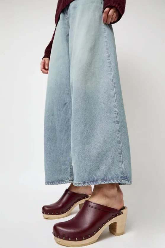 Old School Studded Clog on High Heel in Maroon^No.6 Store Best