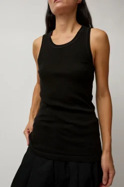 Organic Cotton Soft Rib Singlet in Black^No.6 Store Clearance
