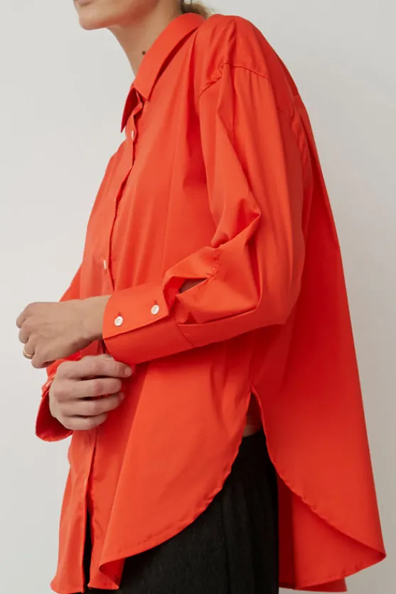 Oversize Cotton Shirt in Coral^No.6 Store Clearance