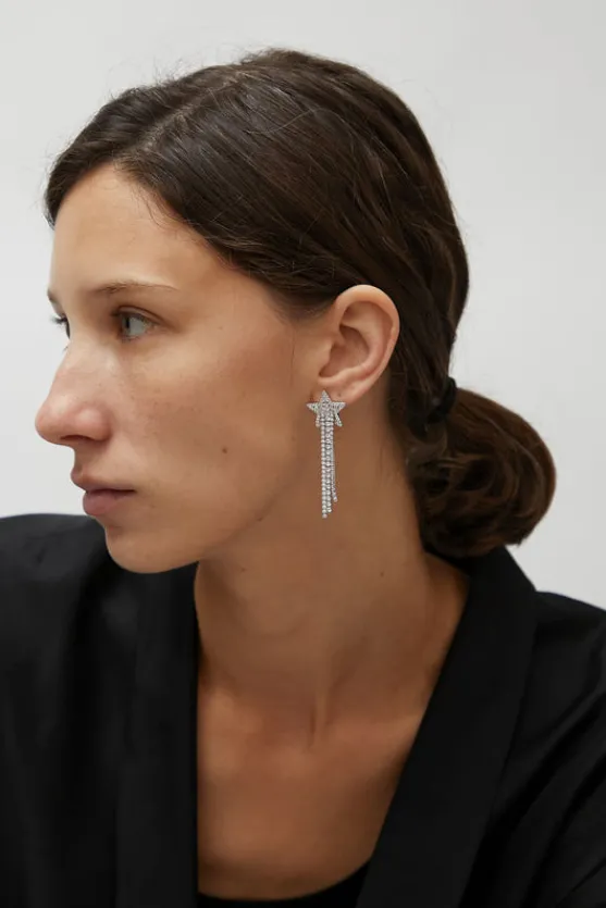 Pave Star Drop Earrings in White^No.6 Store New