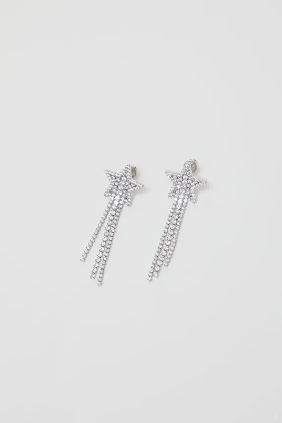 Pave Star Drop Earrings in White^No.6 Store New