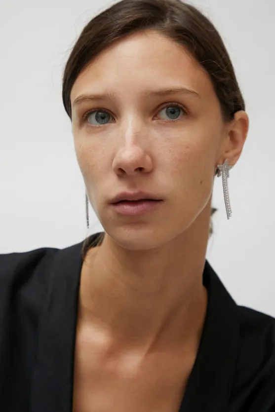 Pave Star Drop Earrings in White^No.6 Store New