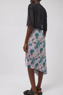 Pleated Asymmetric Skirt in Floral^No.6 Store New