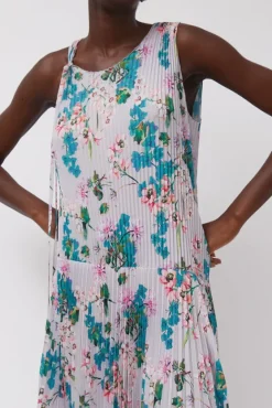 Pleated Asymmetric Sleeveless Dress in Floral^No.6 Store New