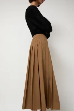 Pleated Wrap Skirt in Khaki^No.6 Store Best