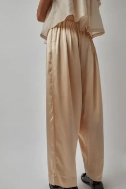 Raj Pleated Satin Pants in Creme^No.6 Store New