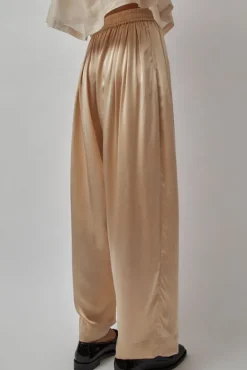 Raj Pleated Satin Pants in Creme^No.6 Store New