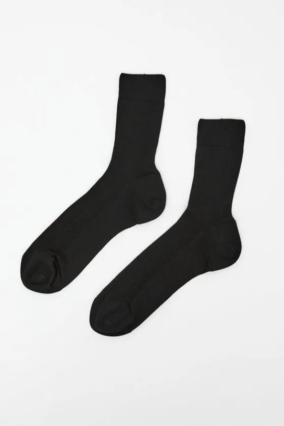 Ribbed Ankle Socks in Nero^No.6 Store Hot