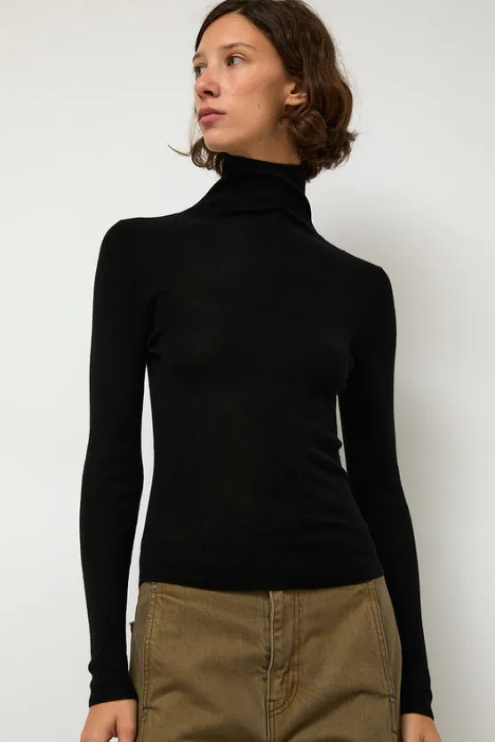 Ribbed High Neck in Black^No.6 Store Clearance