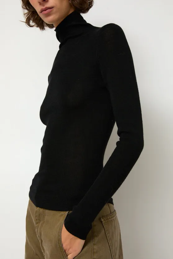 Ribbed High Neck in Black^No.6 Store Clearance