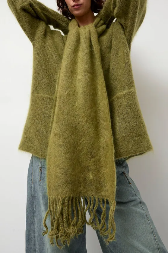 Ribbed Mohair Scarf in Matcha^No.6 Store Sale