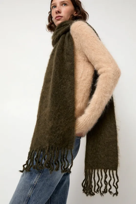 Ribbed Mohair Scarf in Olive^No.6 Store Sale