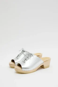 Simone Clog on Mid Heel in Silver^No.6 Store Online
