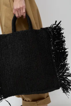 Straight Fringe Square Bag in Black^No.6 Store Hot