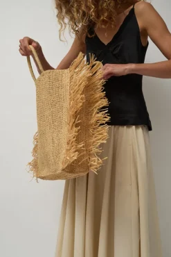Straight Fringe Square Bag in Natural^No.6 Store Discount