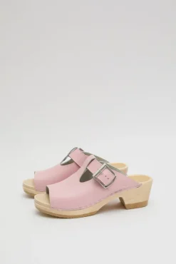 T Strap Clog on Mid Heel in Light Pink^No.6 Store Online