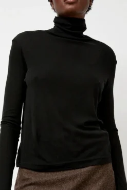 Thin Ribbed Roll Neck Top in Black^No.6 Store Outlet