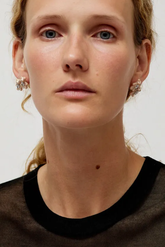 Twin Pearlescent Bear Earrings in White^No.6 Store Best