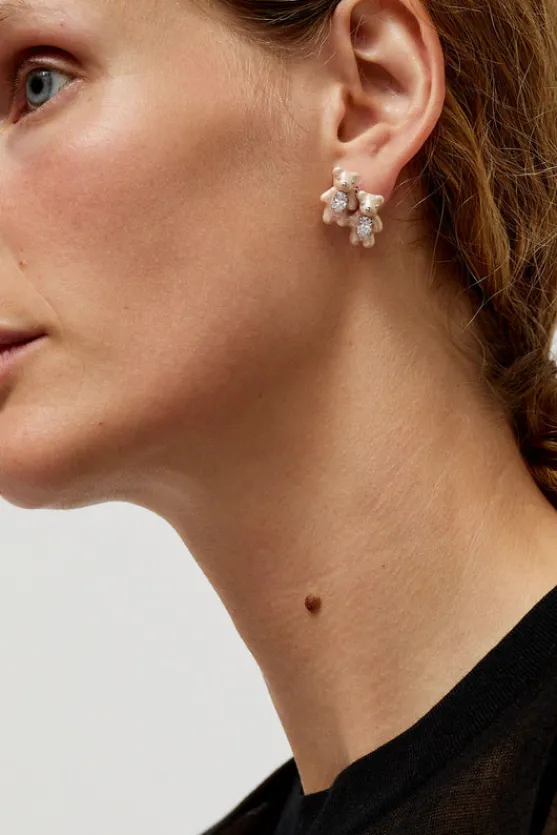 Twin Pearlescent Bear Earrings in White^No.6 Store Best