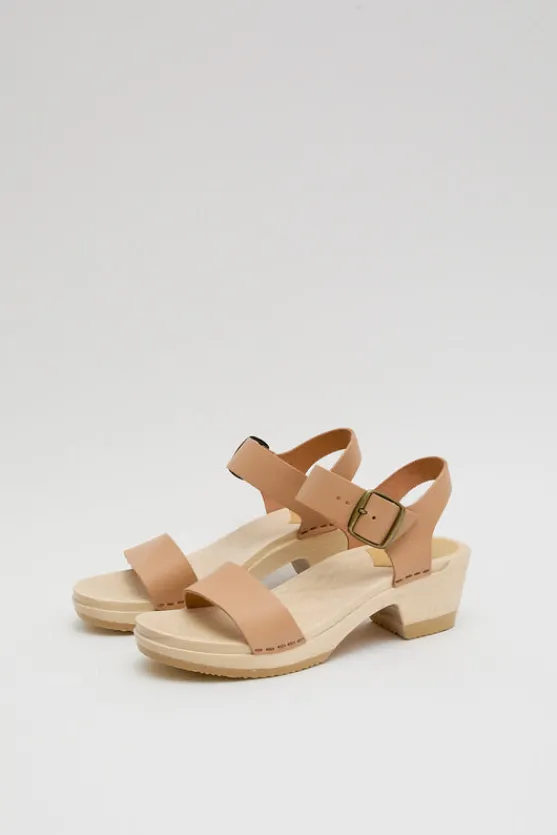 Two Strap Clog on Mid Heel in Desert^No.6 Store Discount
