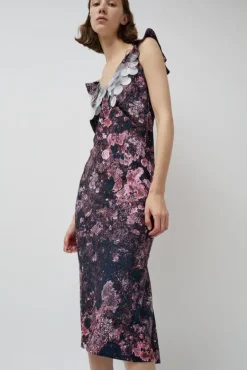 V Neck Sequin Dress in Purple Landscape^No.6 Store Sale